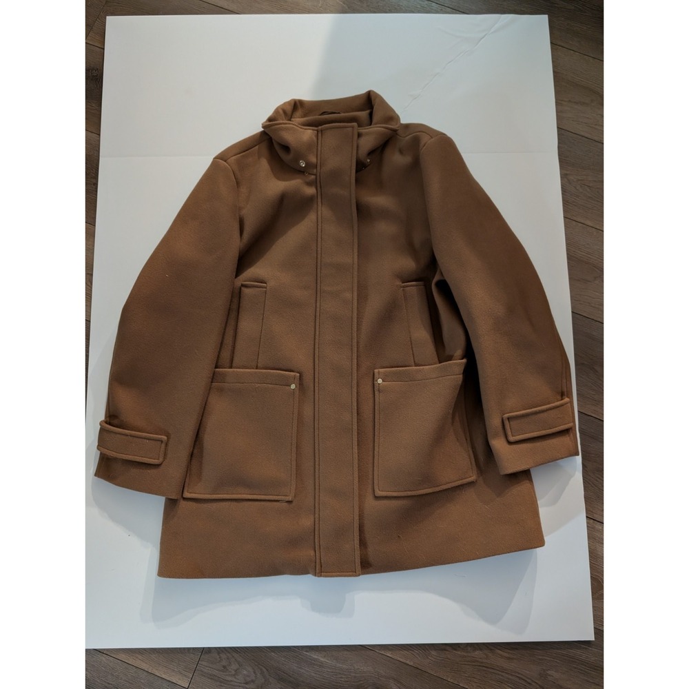 Nine West Women's Brown Pea Coat Jacket Light W Pockets XL Stylish Polyester